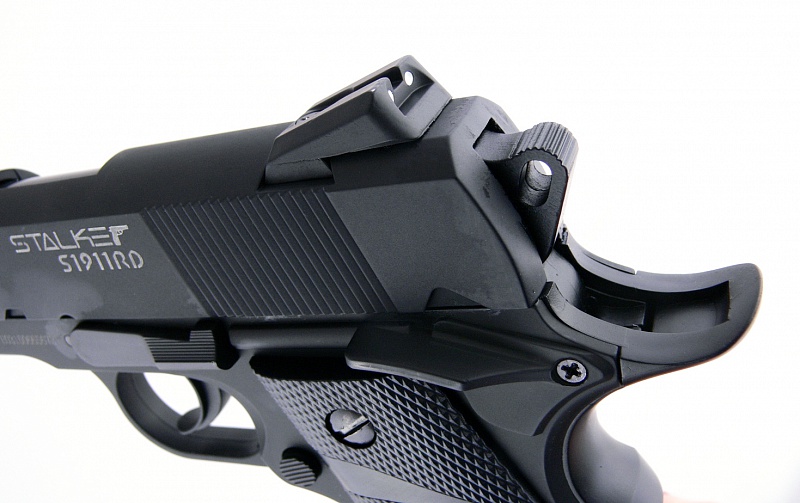 Пистолет пневм. Stalker S1911RD (аналог Colt 1911) к.4,5мм, металл-пласт,120м/с, блоубэк,черный. купить по оптимальной цене,  доставка по России, гарантия качества