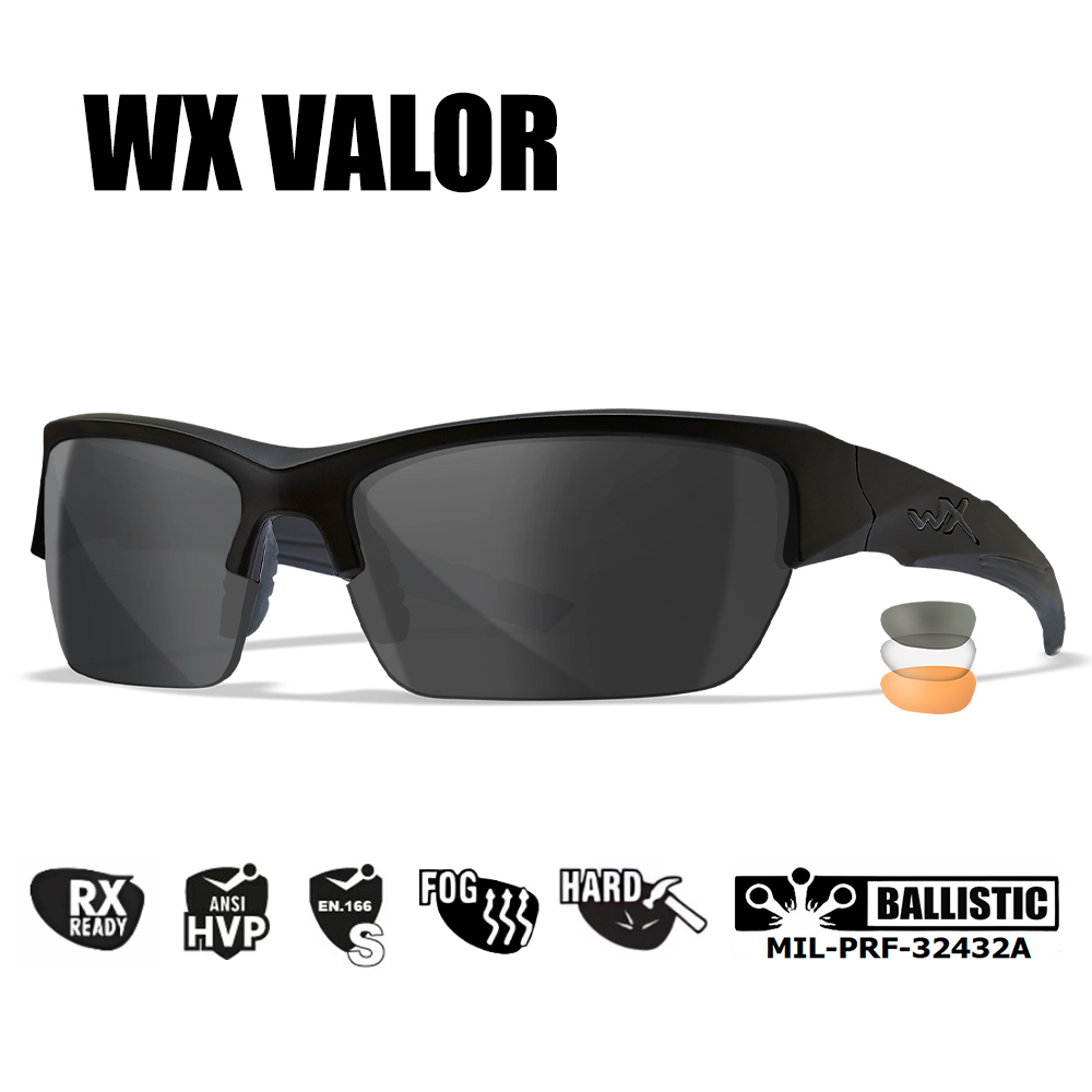 Очки защитные Wiley X WX VALOR (Frame Matte Black, Lens Clear + Grey + Rust) купить по оптимальной цене,  доставка по России, гарантия качества