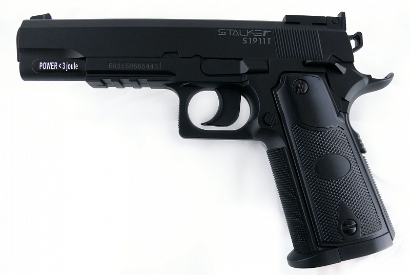 Пистолет пневм. Stalker S1911T (аналог Colt 1911) к.4,5мм, пластик, 120 м/с, черный, +250шар. купить по оптимальной цене,  доставка по России, гарантия качества