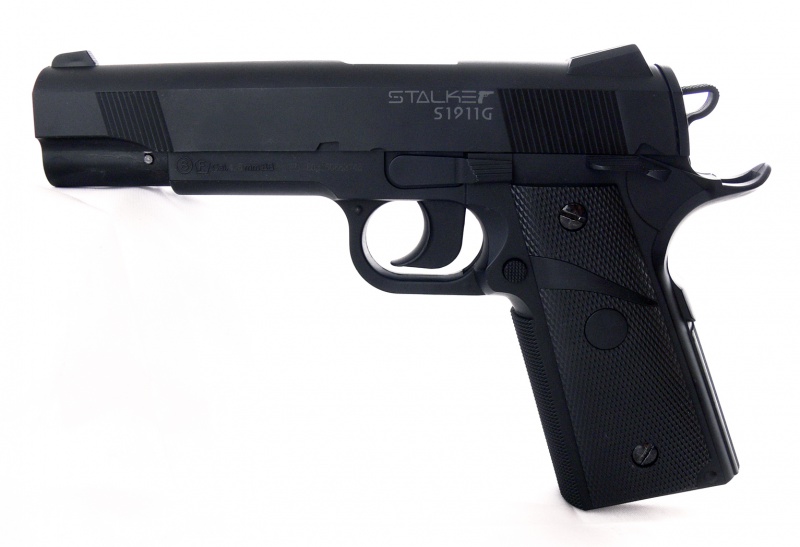 Пистолет пневм. Stalker S1911G (аналог Colt 1911) к.4,5мм, пластик, 120 м/с, черный,+250шар. купить по оптимальной цене,  доставка по России, гарантия качества