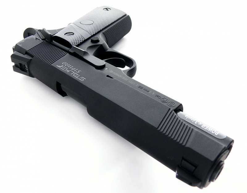 Пистолет пневм. Stalker S1911RD (аналог Colt 1911) к.4,5мм, металл-пласт,120м/с, блоубэк,черный. купить по оптимальной цене,  доставка по России, гарантия качества