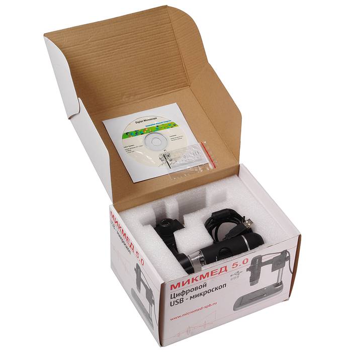 Цифровой USB-микроскоп со штативом МИКМЕД 5.0 купить по оптимальной цене,  доставка по России, гарантия качества