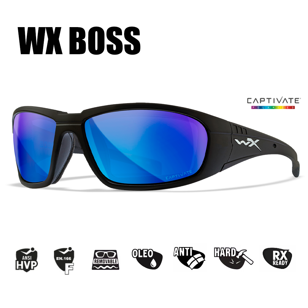 Очки защитные Wiley X WX Boss (Frame Mate Black, Lens Polarized — Blue Mirror) купить по оптимальной цене,  доставка по России, гарантия качества